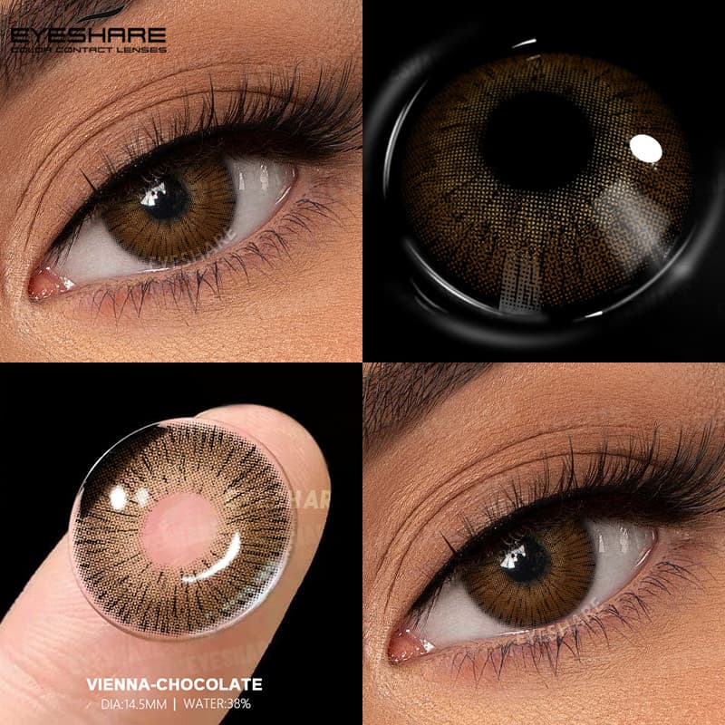 Lentes De Contato Coloridas Naturais EYESHARE 2pcs Contatos Coloridos Para Olhos De CHOCOLATE Marrom Maquiagem Cosmética