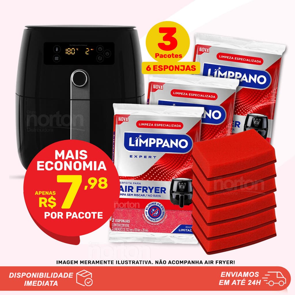 Kit 6 Esponjas Antiaderente para Air Fryer Não risca Não Danifica