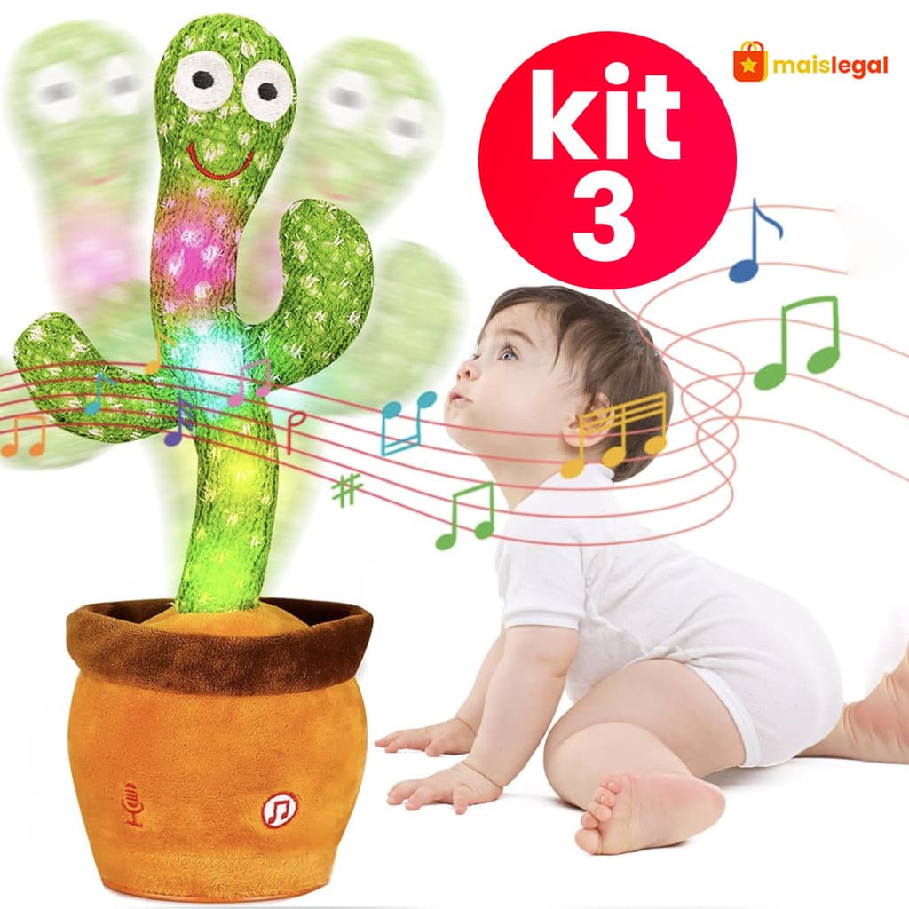 Cacto dançante falante interativo com som Musicas Repete Falas presente dia das crianças Presentes de Natal