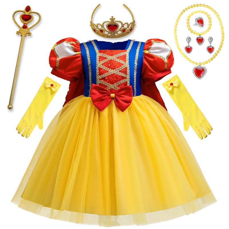 Trajes De Halloween Para Crianças Meninas 1-5 Anos Manga Puff Neve Branca Cosplay Traje Carnaval Festa Charme