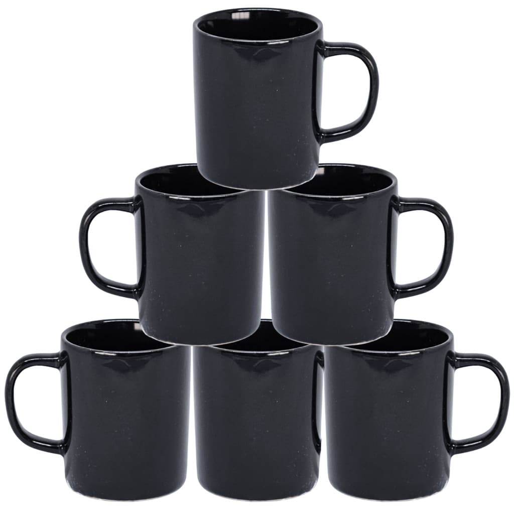 Kit 6 Unidades Canecas Retas Porcelana Conjunto Xicara Jogo Chá e Café Chocolate 200ML