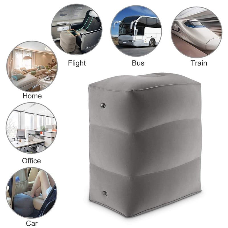 Almofada Apoio Descanso Pés Inflável Crianças Viagem Avião Carro