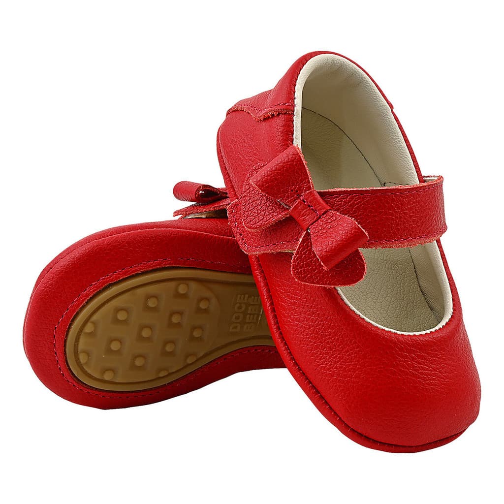 Sapatilha Couro Legítimo Menina Sapato Doce Bebê Macia Confortável Antiderrapante