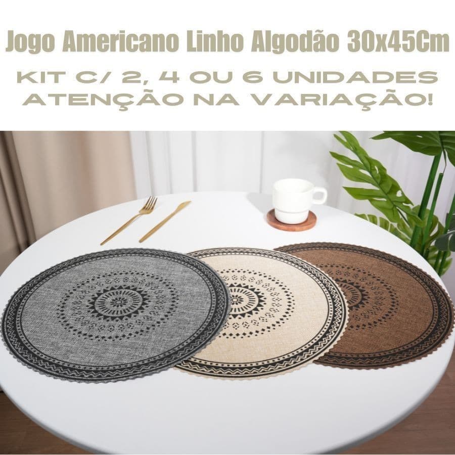 Jogo Americano Descanso De Mesa Jantar Multiuso 38Cm Kit 6 ou 4 Flexível Elegante E Rústico