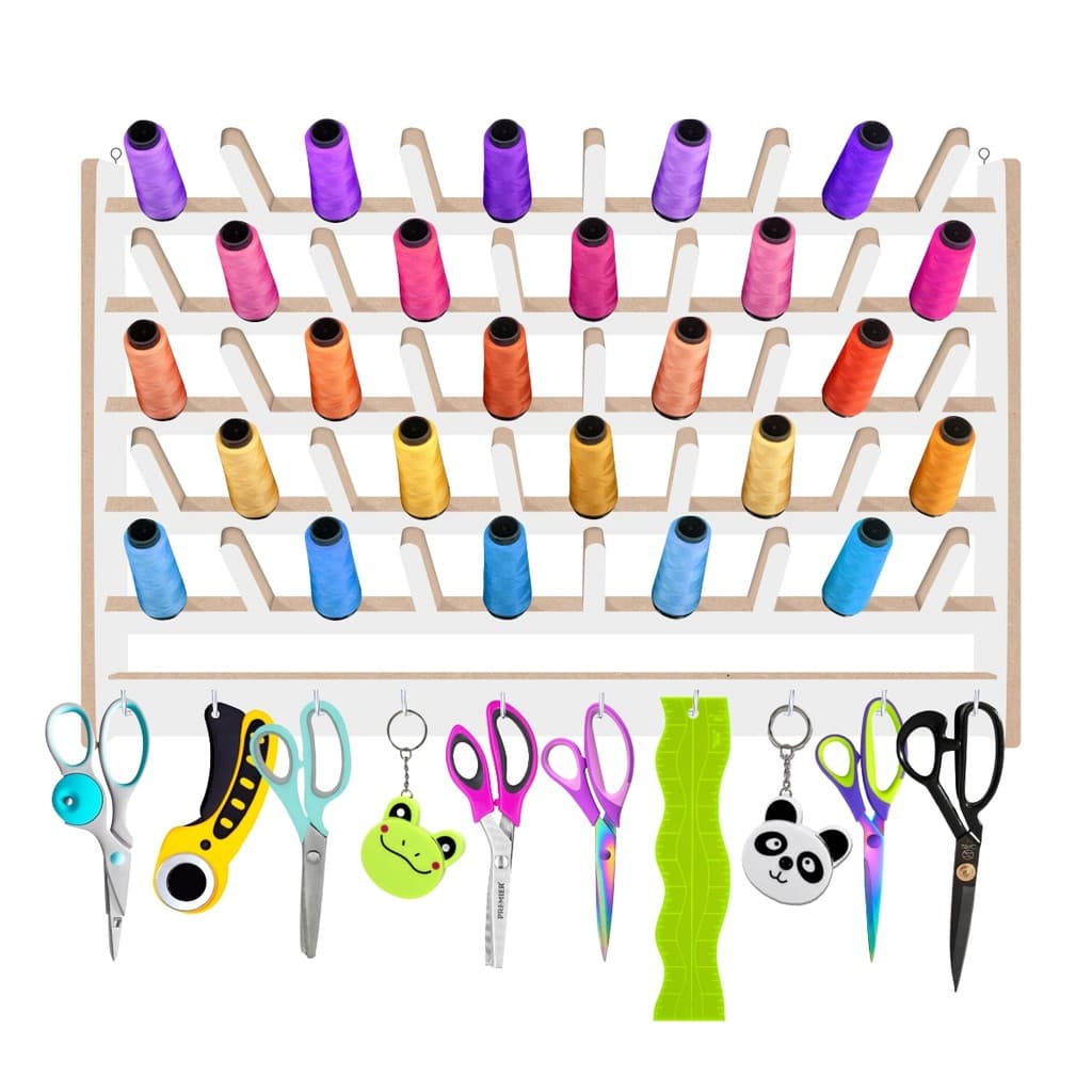 Porta Fio Madeira 50 Cones Carretel Linha Suporte Para Vies