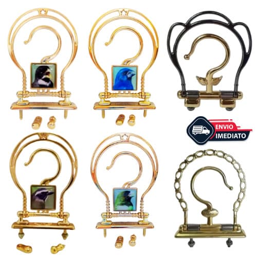 Gancho ASA GRAFITE e DOURADO Super Luxo Premium Gaiola Trinca Ferro Coleiro