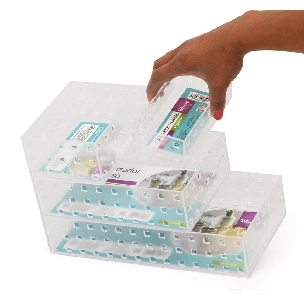 Organizador Empilhável: Ordem e Praticidade! Escritórios Mesas De Trabalho Prateleiras