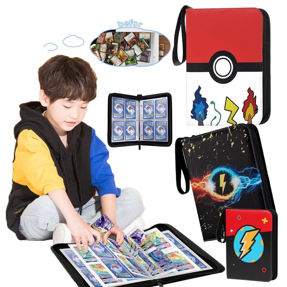 Pasta Para Álbum De Cartas Pokémon Com Zíper Comporta 400 Cartas Totalizando 50 Páginas De Álbum