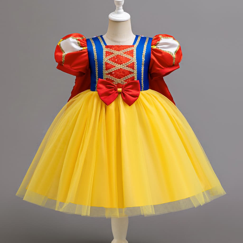 Halloween Cosplay Traje Branca De Neve Princesa 1-5 Anos Role Play Vestido Extravagante Para Meninas Manto Tema Festa