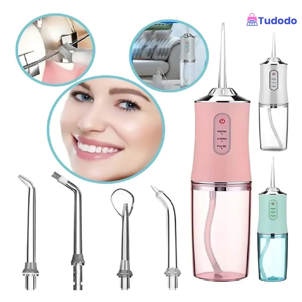 Irrigador Bucal Água Branqueadora USB Jato Potente Limpador Dentes Sem Fio