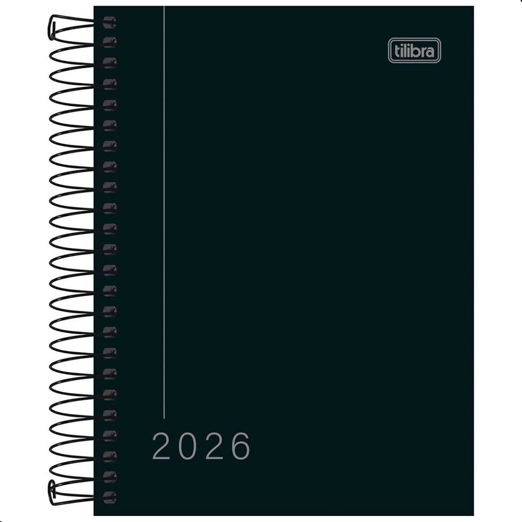 Agenda 2026 Tilibra Pepper Preta Diária Espiral 11,7x16,4cm Original Capa Dura Compacta Planejamento
