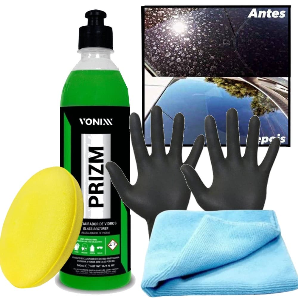 Kit PRIZM Restaurador de Vidros 500ml Vonixx + Aplicador + Pano + Luva