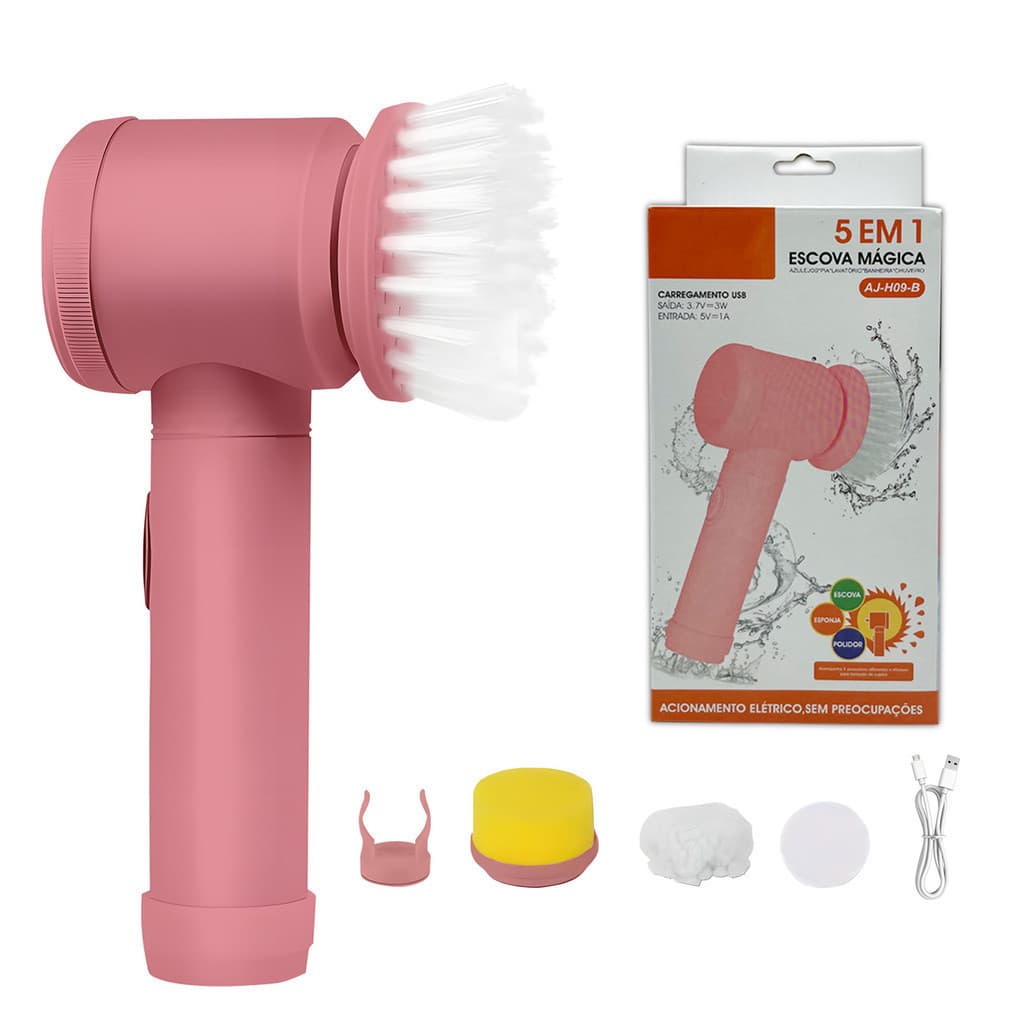 Escova Elétrica de Limpeza 5 em 1 Sem Fio Limpador Multiuso