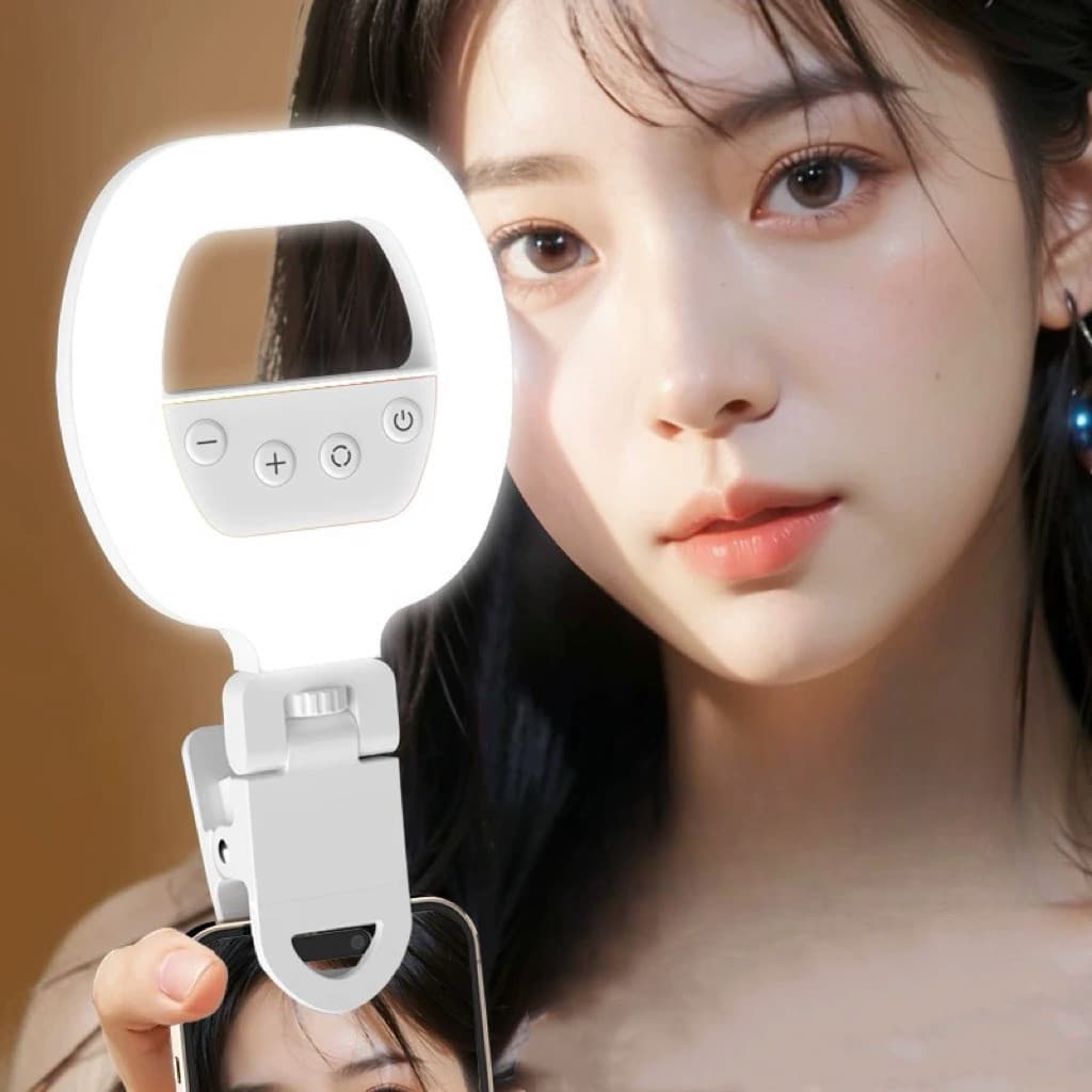 Selfie Ring Light Clip-On Phone Mirror 3 modos 3 níveis de brilho 90° Substituição portátil  jorge