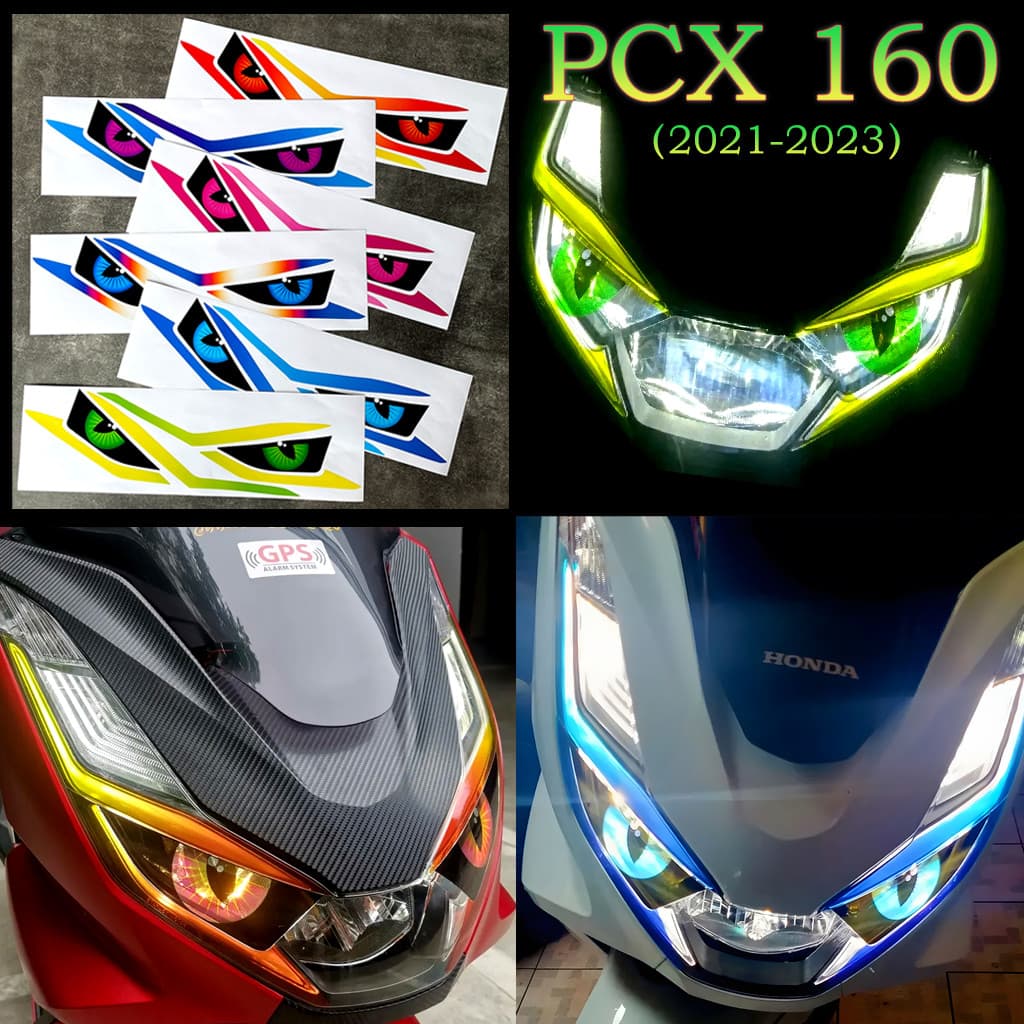Para Adesivo De Farol HONDA PCX 160 Um Par Olhos Do Diabo Luzes De Motocicleta Acessórios Proteção Contra Arranhões À Pr