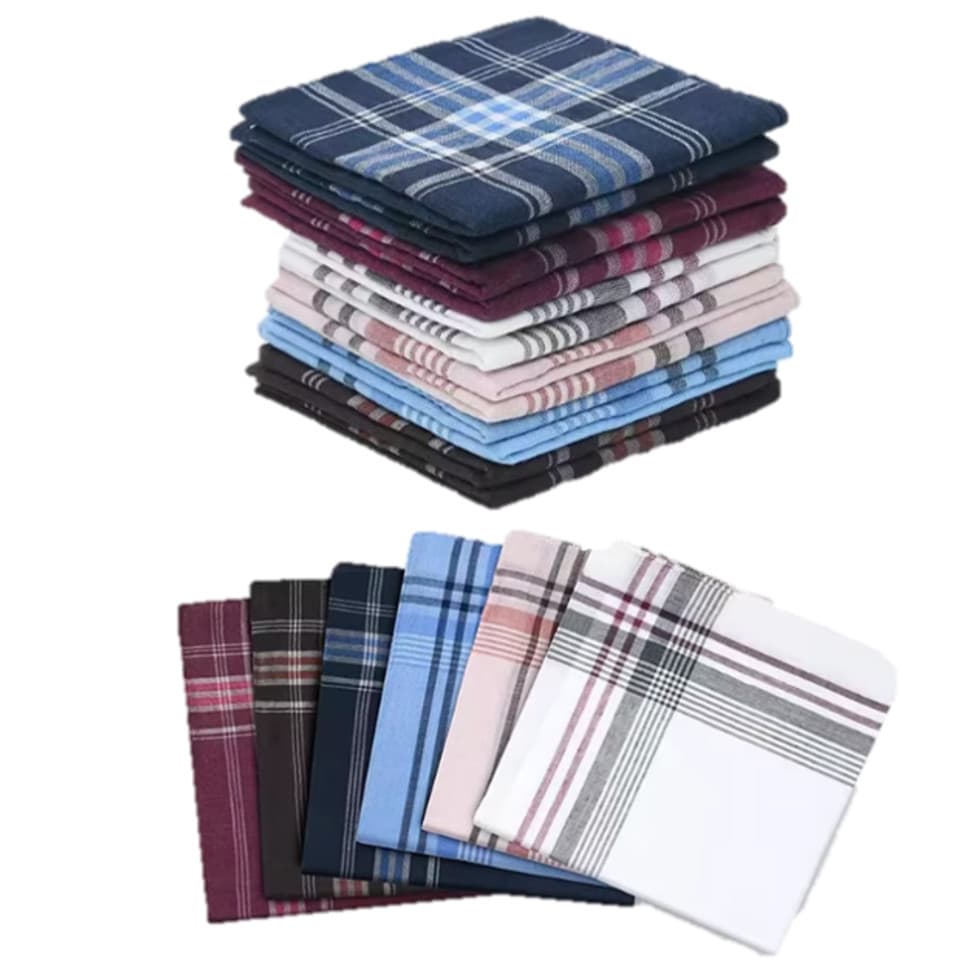 Lenços Multi Colorido Xadrez p/ Bolso 12 Und