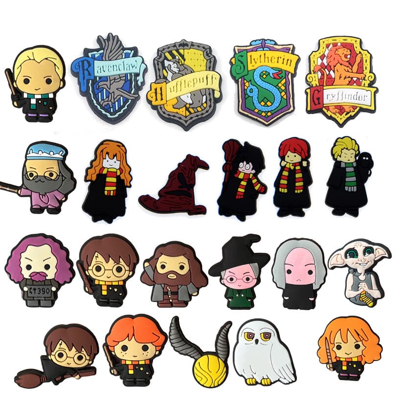 Pins PVC Novo Harry Potter Cartoon Magic Academy Bonito Chinelo Sapatos Botão Charme