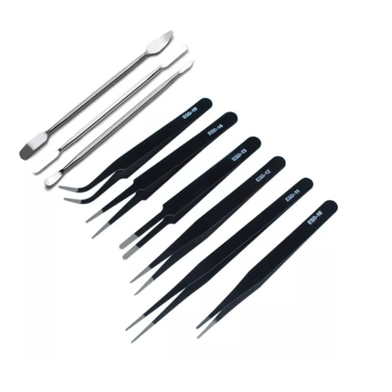 Kit Espátula De Aço + Pinças Antiestática Eletrônica Celular