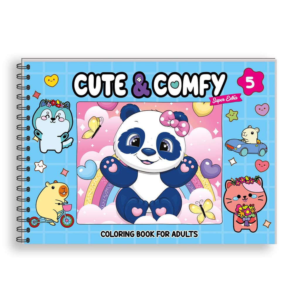 Cute & Comfy Super Extra Edição 05 - Livro de Colorir Adulto - Capa Dura Holográfica - Azul