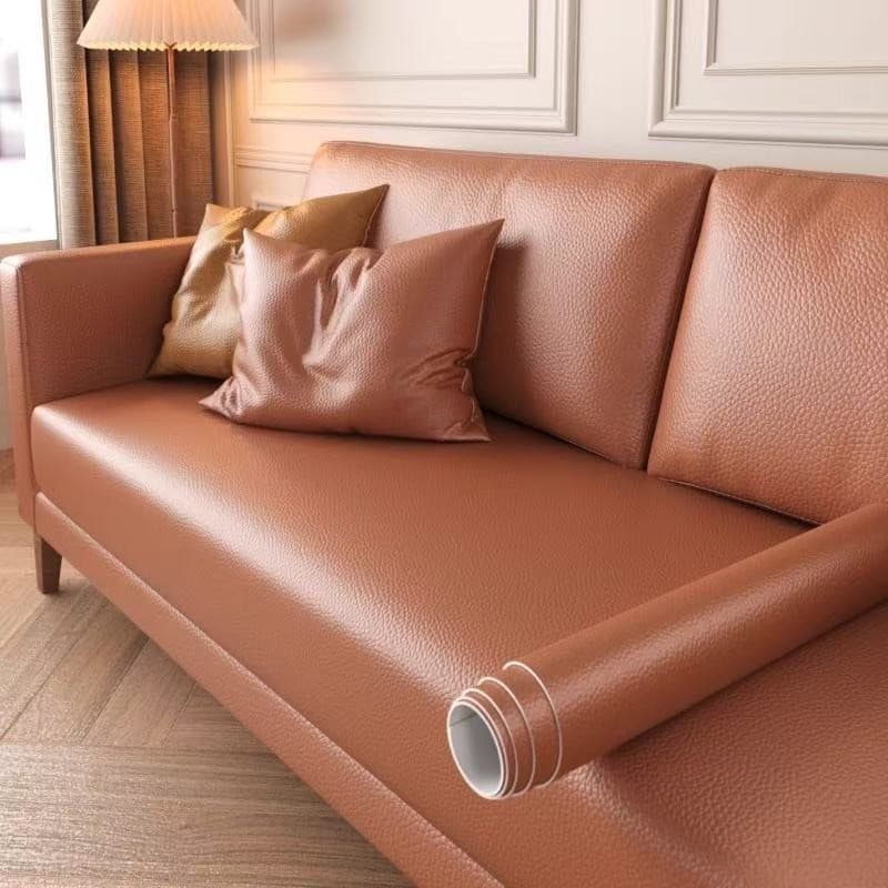 Filme Autoadesivo Couro Sintético Marrom Premium Resistente Água Óleo Desgaste Removível para Sofá Assento Carro Moto