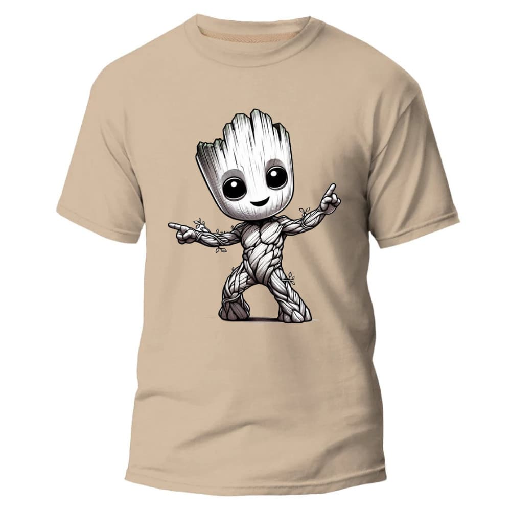 Camiseta Masculina Estampa de qualidade Personagem Baby Groot Algodão 100% Verão 2025