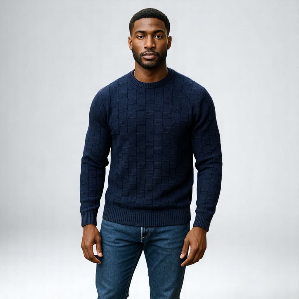 Suéter Tricot Texturizado Gola Redonda.  MP1278