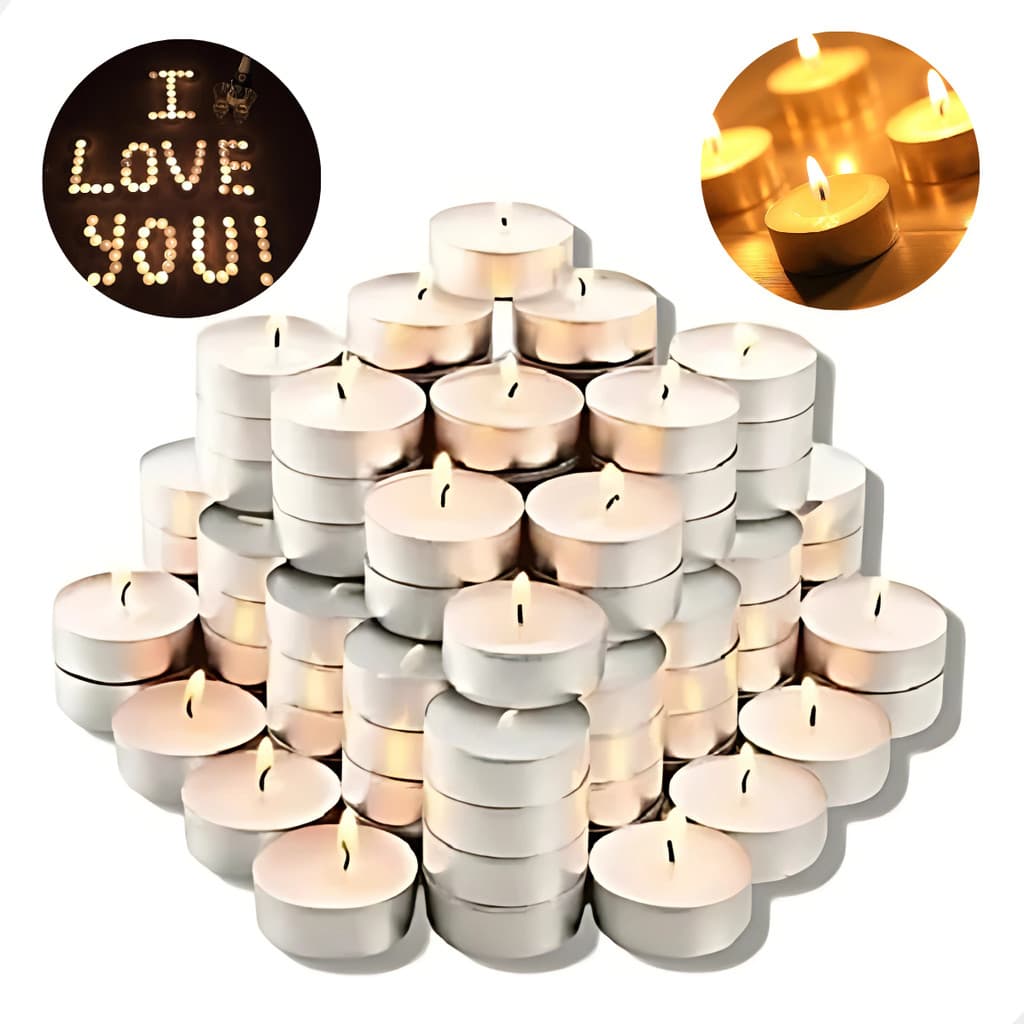 Kit 100/50 Velas Rechaud Redonda Com Suporte Aluminio Decorativa Flutuante Festas Comemoração