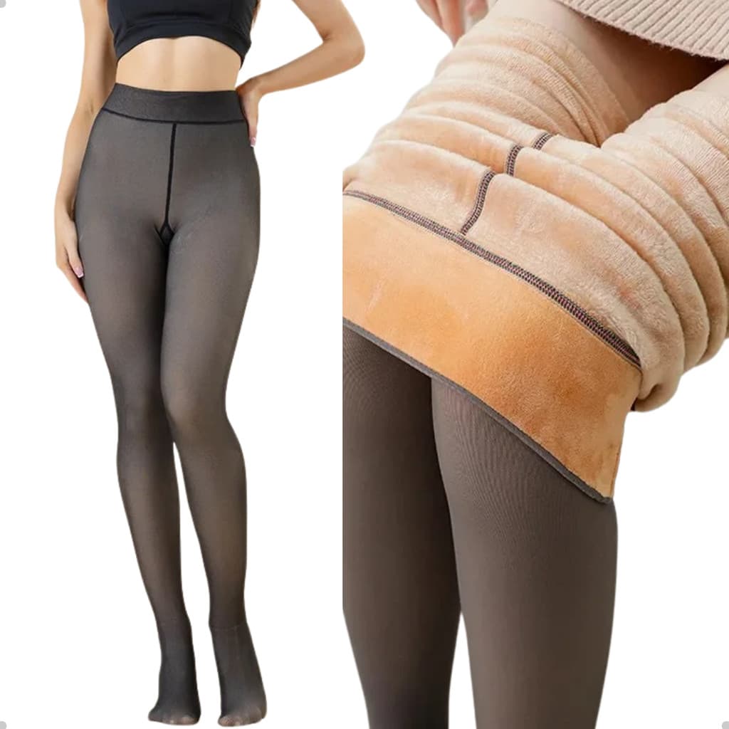 Meia-Calça Feminina Legging Térmica Forrada Peluciada de Lã Super Elástica Slim