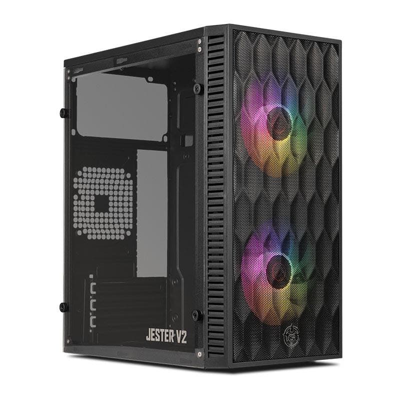 Gabinete Gamer TGT Jester V2 Rainbow Mini-Tower Lateral de Acrilico c/2 Fans, Preto TGT-JSRV2-BKGF02