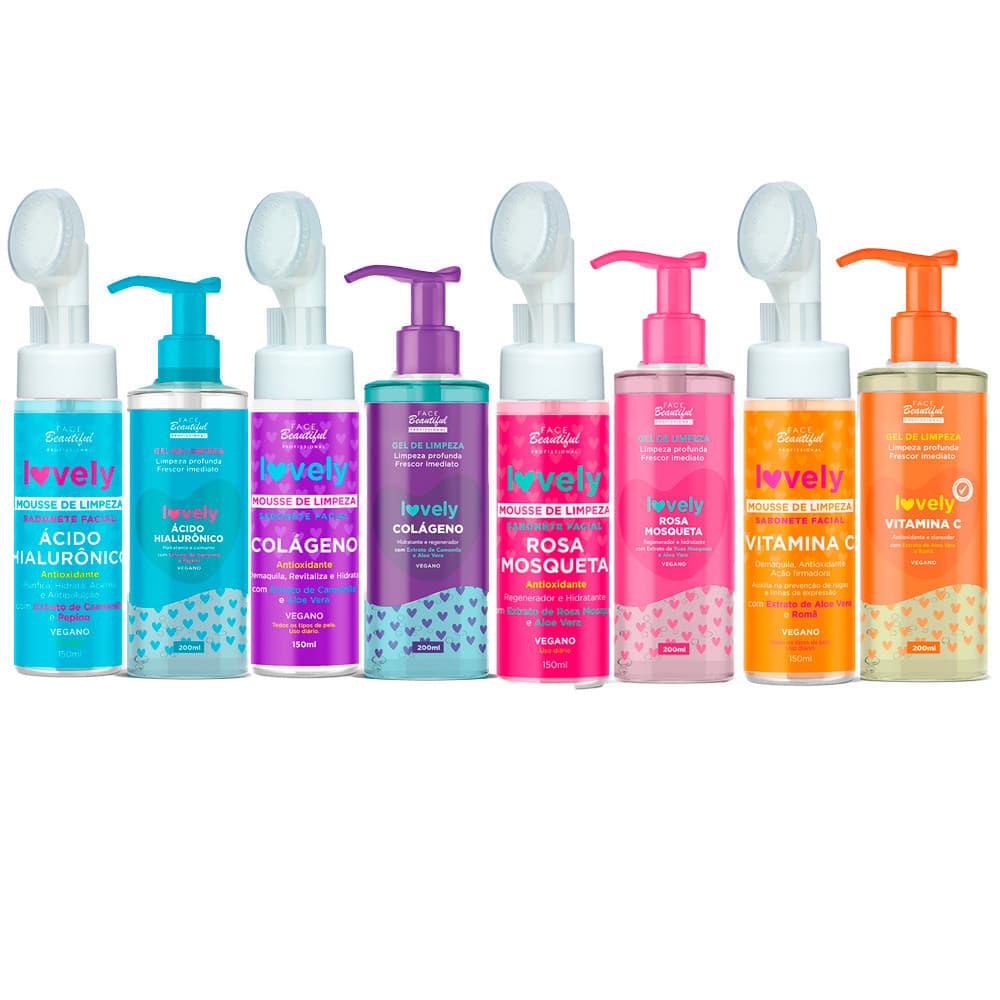 Kit Skin Care Combo Cuidados Mousse Facial Gel de Limpeza Lovely Face Beautiful
