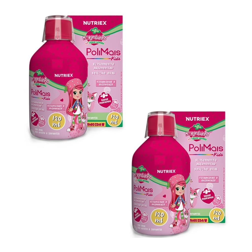 Kit 2 Vitamina A a Z Polimais Moranguinho 120ml - Nutriex