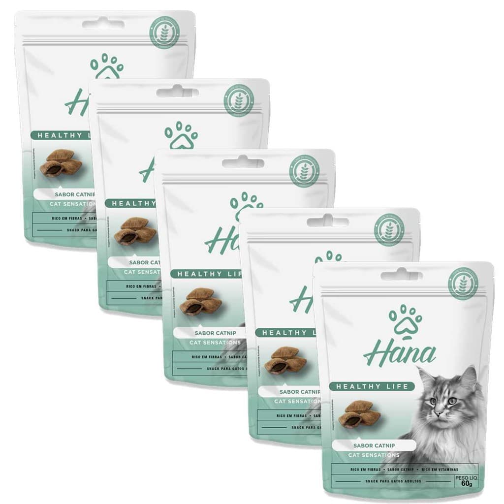 Petisco Snack Para Gatos Hana Sensations Catnip 60g 5 unidades