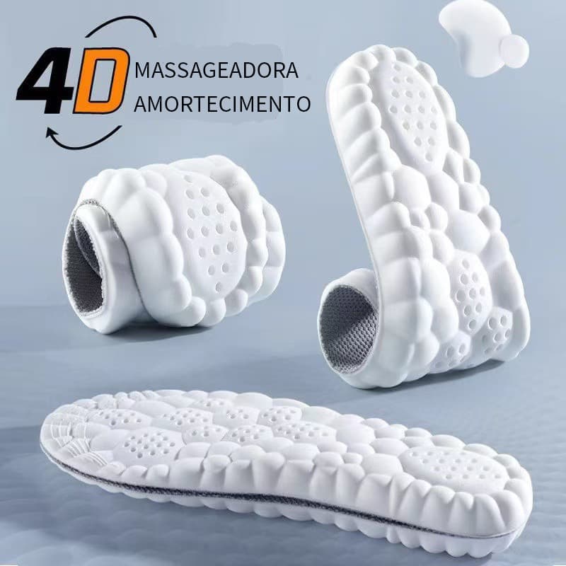 Palmilha esportiva 4D com amortecimento de látex antiderrapante respirável confortável absorção de choque