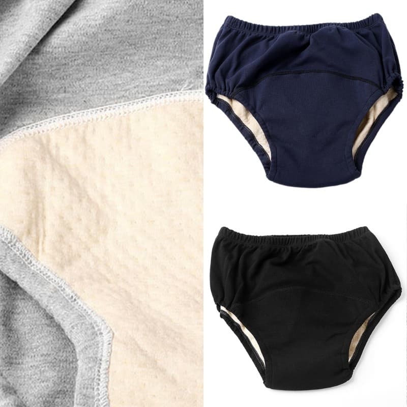 HO Adulto Roupa Interior De Proteção Algodão Absorvente À Prova De Vazamento Design Cuecas Pano Fralda Calças Reutilizáv