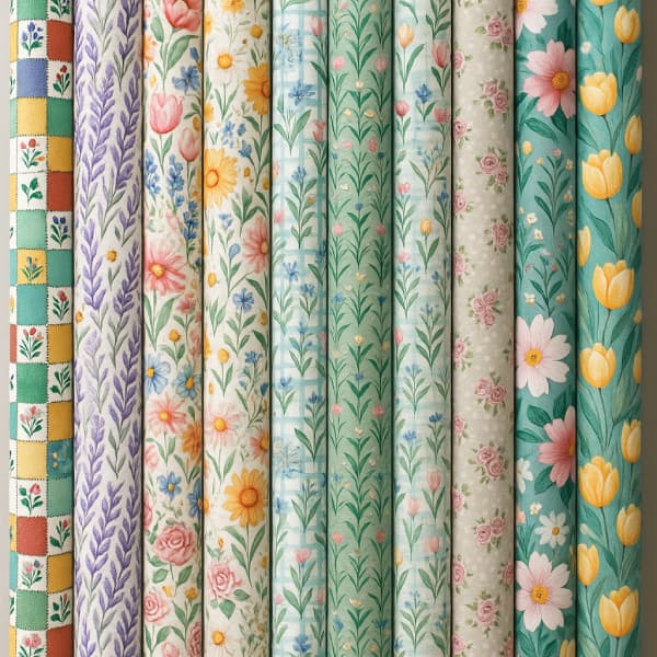 Tecido Tricoline Floral Tulipa Lavanda Coqueiro Estampado Costura Artesanato DIY Alta Qualidade Macio