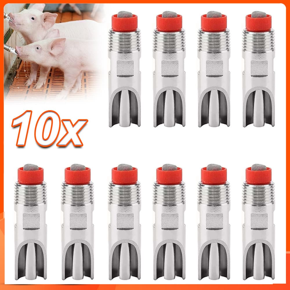 Kit 10 bebedouro para porcos Bico automático para beber porco em aço inoxidável