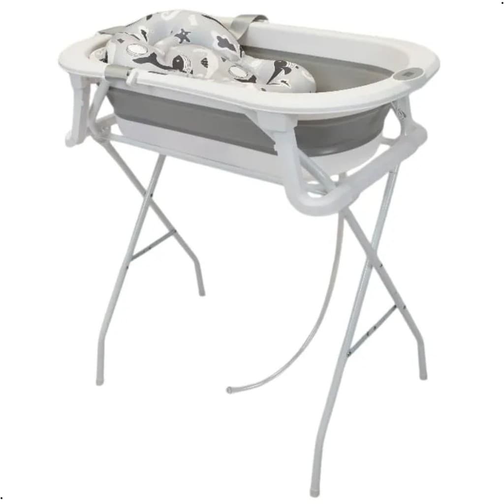 Banheira Bebe Suporte Almofada Dobrável Com Termometro Banho Premium