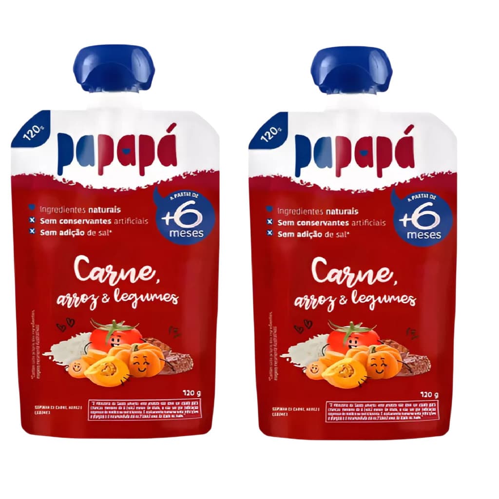Kit 2x Papinha De Carne, Arroz E Legumes Papapá 120g