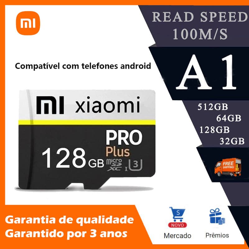 Cartão de memória Micro SD TF 2TB 1TB 128GB 64GB C10 Adequado para celulares e câmeras de vigilância