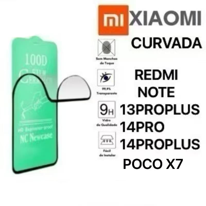 Kit Película Curvada De Cerâmica 3D 9D Para Xiaomi Redmi Note 13 PRO PLUS/14 PRO/14 PRO PLUS/POCO X7