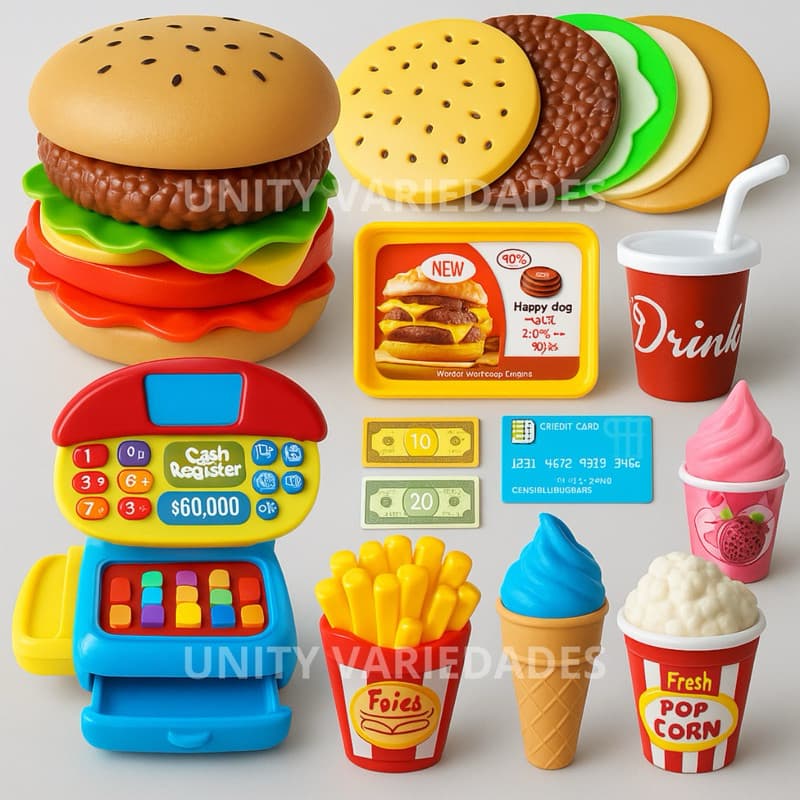 Kit Brinquedos de Menino Comidinha de Brinquedo Infantil Menina Caixa Registradora Cozinha Infantil