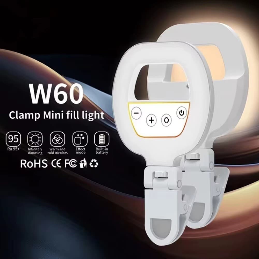 Selfie Ring Light Clip-On Phone Mirror 3 modos 3 níveis de brilho 90° Substituição portátil  su