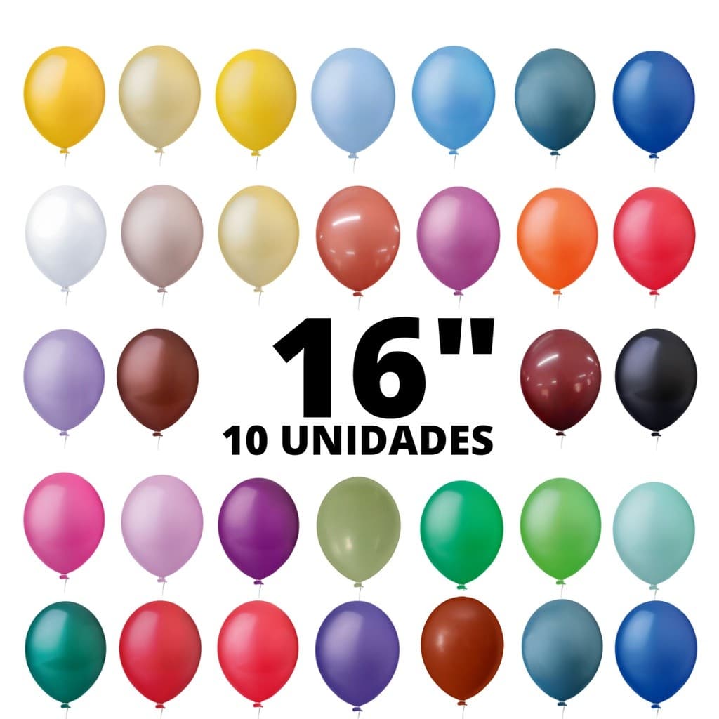 Balão Bexiga  Látex 16 Polegadas 10 Unidades