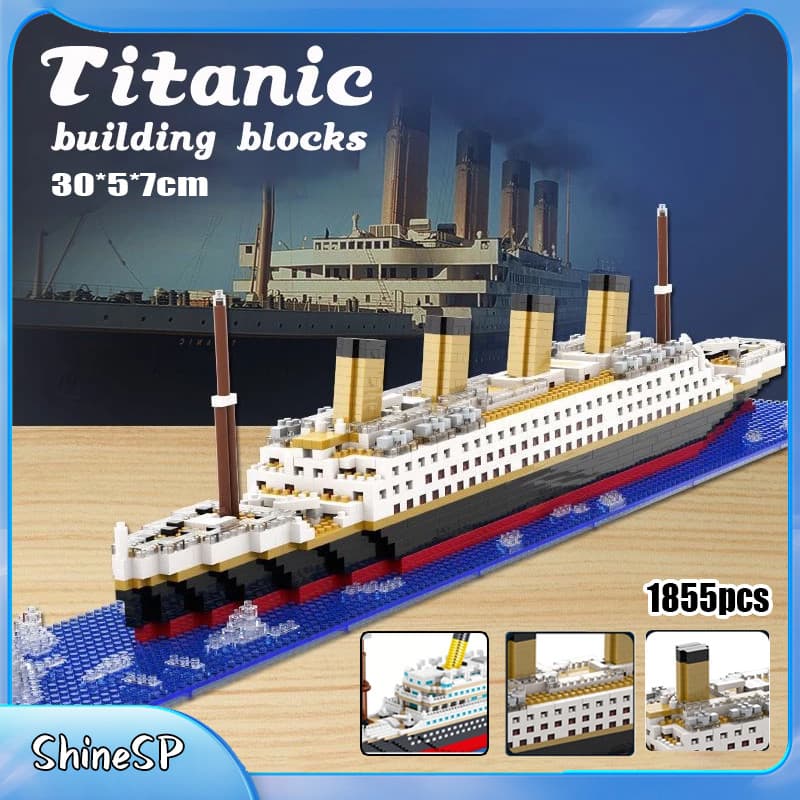 Kit 1855 Peças Conjunto De Blocos De Construção Titanic Novo 30*15cm
