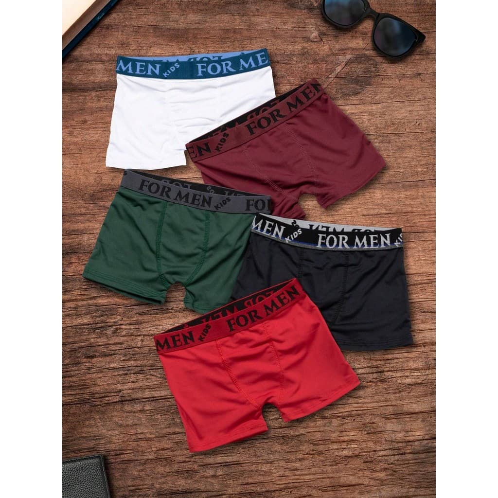 Kit 5 Cuecas Box Boxer Infantil Microfibra  liso CORES E/OU ESTAMPA SORTIDAS/ALEATÓRIA BELLUS