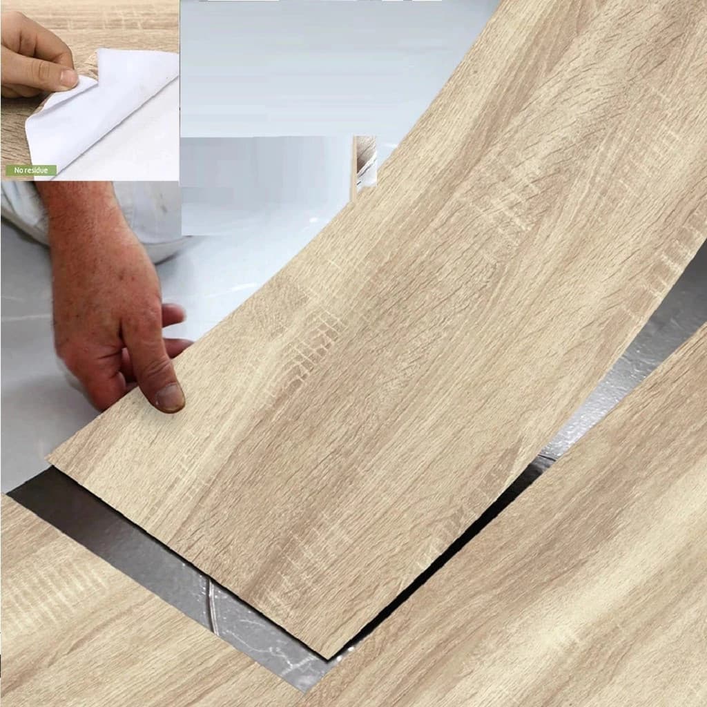 Kit Piso Vinilico Adesivo Madeira Clara Moderno Antiderrapante Lavável 91 x 15cm