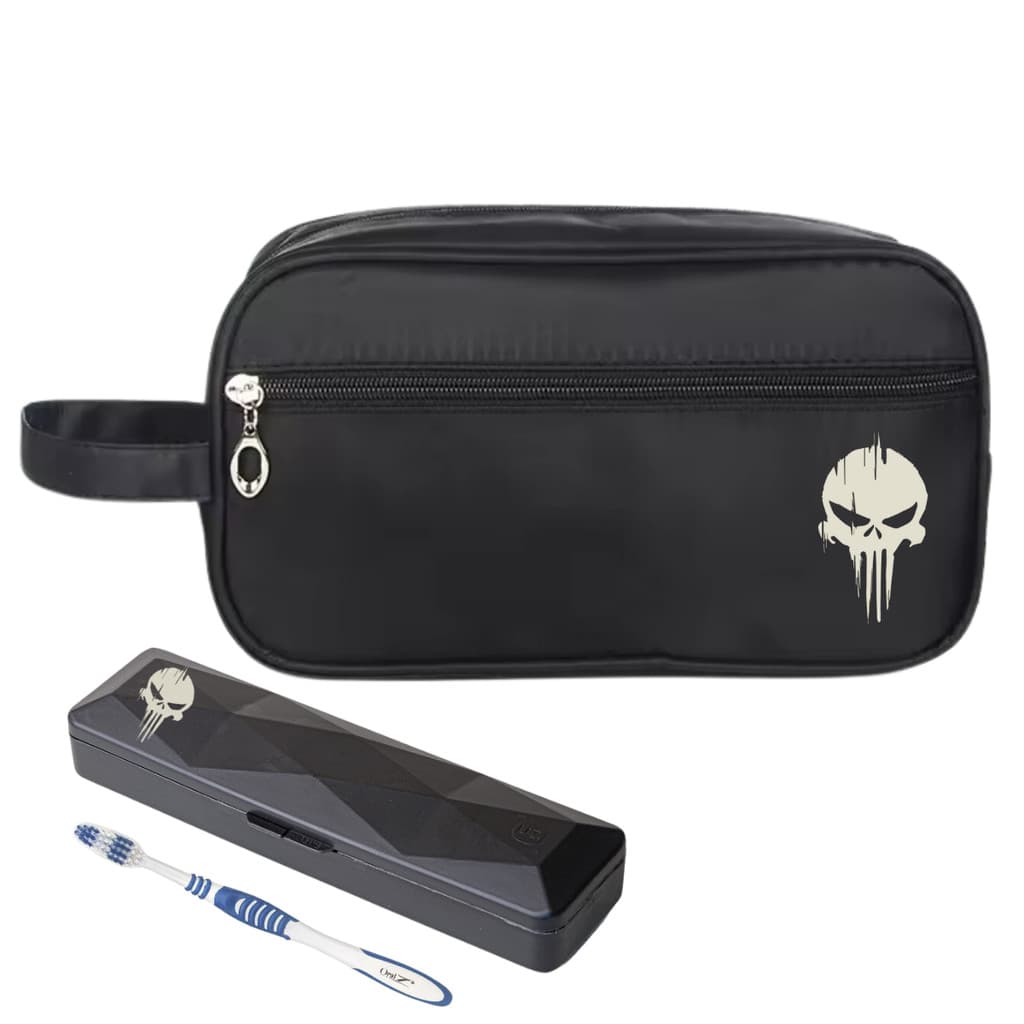 Nécessaire Premium Executiva Caveira  Nylon Com Porta Escova
