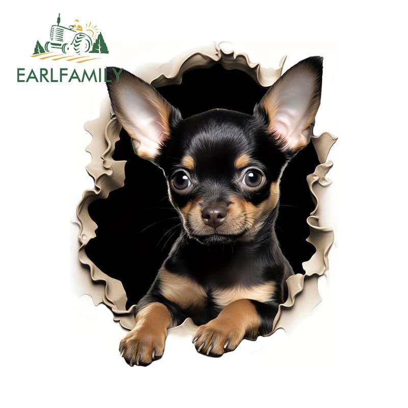 EARLFAMILY 13cm Terrier Filhote De Cachorro Rasgo Adesivo De Carro Divertido Decalque De Vinil À Prova De Riscos Adequad