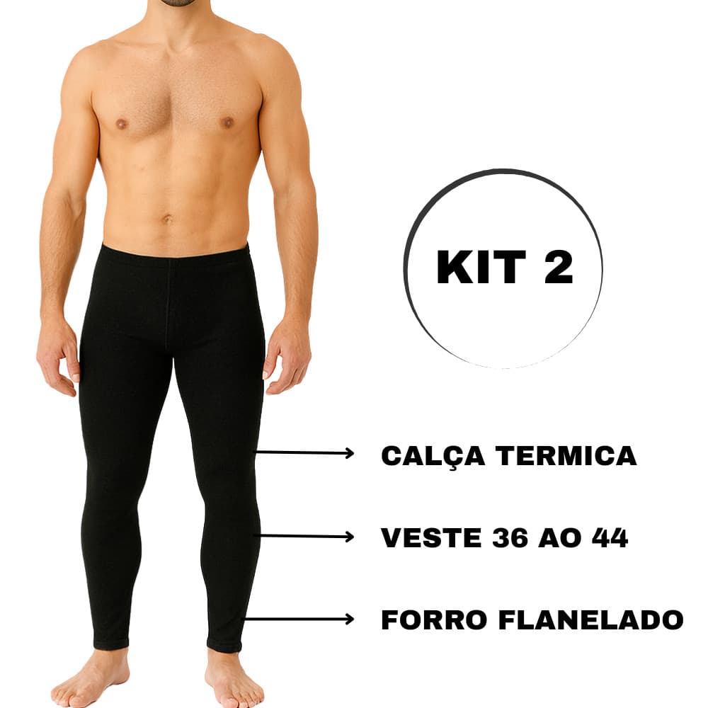 Kit 2 Meia Calça Termica Masculina Forro Flanelado Peluciado Inverno Sem Pé MK