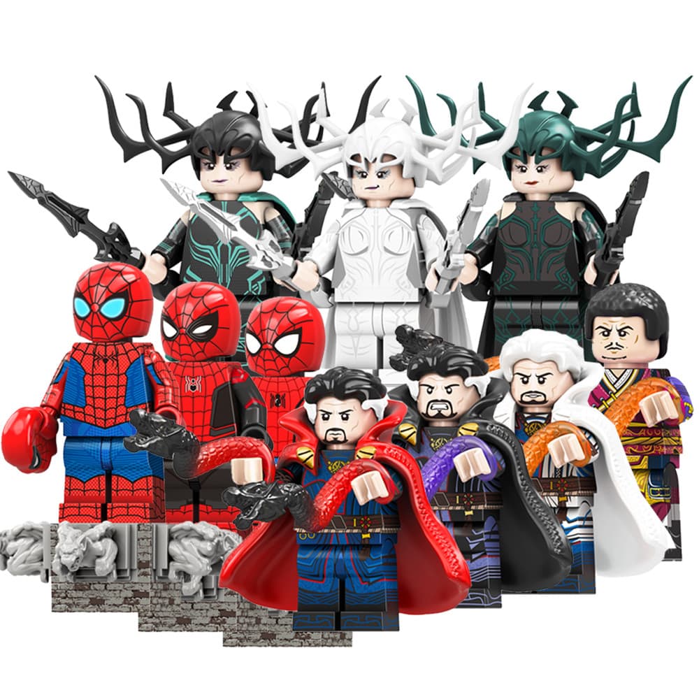 Heróis Figuras Homem-Aranha Peter Parker Hela Dr Estranho Wong Blocos De Construção Brinquedos Para Crianças